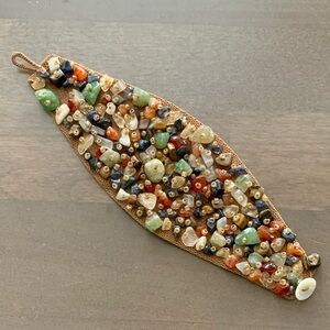 Semi Precious Stone Cuff Bracelet - Fawn